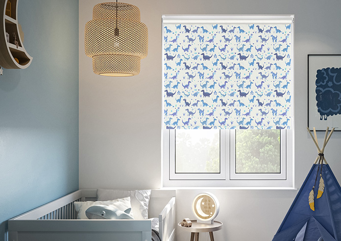 Dino Land, Blue Denim - Twist&Fit Roller Blind - Image 3